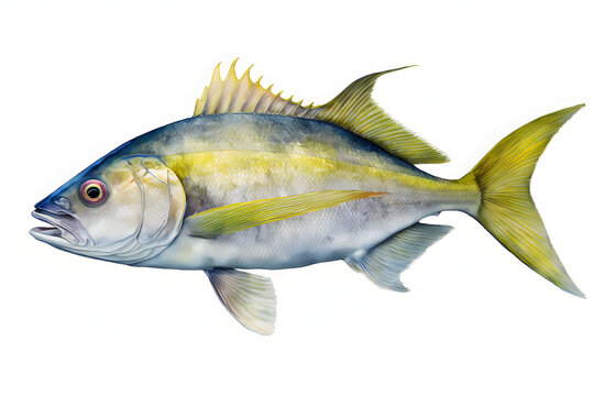 watercolour snapper fish on white background