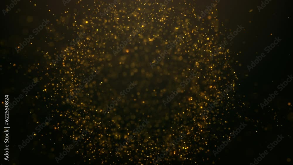 Sticker Gold particles abstract background with shining golden particle stars circle dust.
Beautiful futuristic glittering in space on black background.