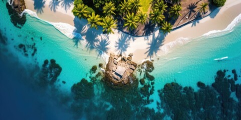 Fototapeta na wymiar Tropical Dreams: Discover the Beauty of an Arch-Shaped Island, generative ai