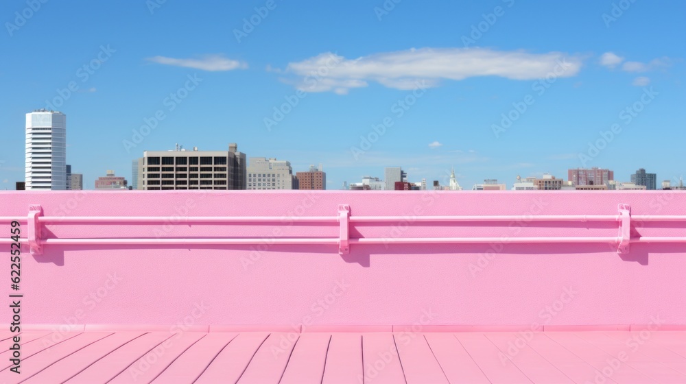 Poster a view of a city from a rooftop. generative ai image.