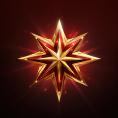 Gold star on red background. Luxury award ceremony background concept.