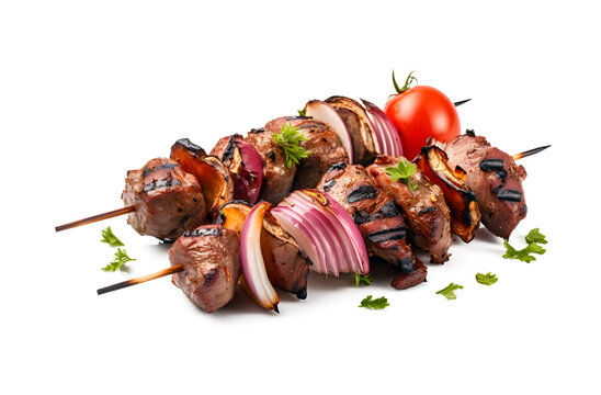 Premium AI Image  There are skewered meats on skewers on a cutting board  generative ai