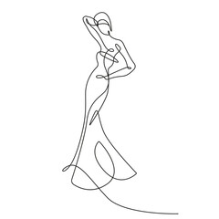 Woman Elegant Silhouette Beauty Line Art Drawing. Female Figure Creative Contemporary Abstract Line Drawing. Woman Beauty Fashion Art. Vector Minimalist Design for Wall Decor, Print, Card, Poster. 