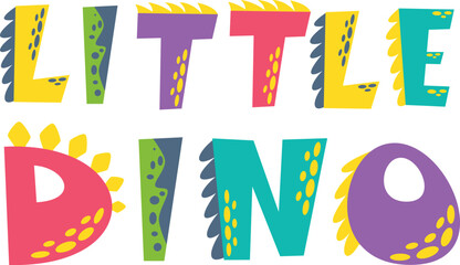 Dinosaur style vector lettering on white background. Hello dino inscription. Print for printing on children's products . Vector illustration