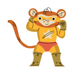 Monkey Animal Superhero Character Dressed in Mask Vector Illustration
