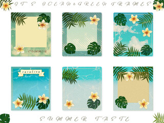 フレーム素材【青空の海岸】プルメリアのメッセージカード	