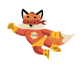 Fox Animal Superhero Character Dressed in Mask Vector Illustration