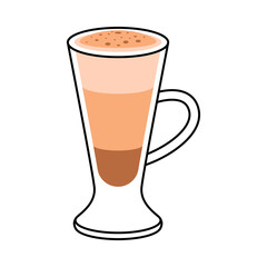 Coffee Aromatic Drink Poured in Glass Vector Illustration