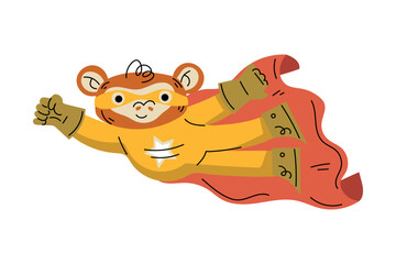 Monkey Animal Superhero Character Dressed in Mask and Cape Vector Illustration