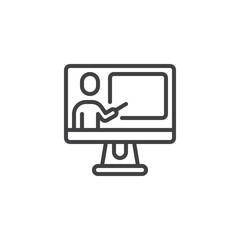 Online lecture line icon