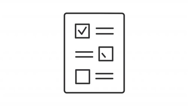 Drafting checklist animated icon. Proof reading line animation. Message bubble. Work document. Quality assurance. Black illustration on white background. HD video with alpha channel. Motion graphic