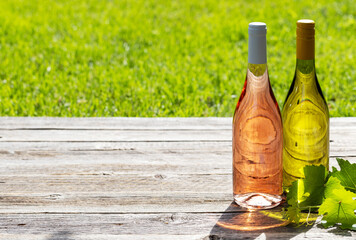 White and rose wine bottles