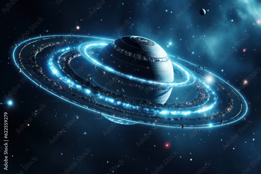 Aufkleber an image of a space station in the sky. generative ai image.