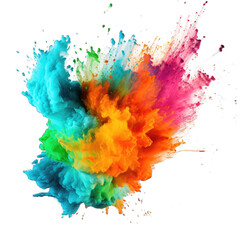 a vibrant and energetic powder explosion against a clean white background