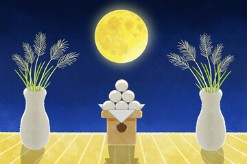 “Tsukimi dango”: mochi balls for Japanese moon viewing clipart