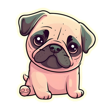Pug Dog Funny and Cute Illustration