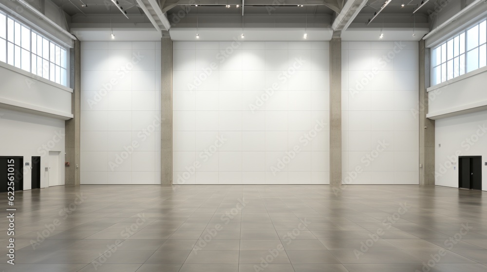 Poster a large room with a lot of windows. generative ai image.