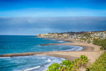 Traveling on Canary Islands. Picturesque View of Playa del Ingles Beach in Maspalomas at Gran...