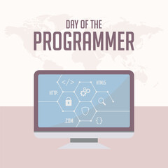 Day of the Programmer vintage banner or greeting card