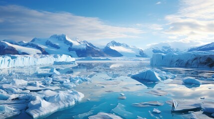 Fototapeta na wymiar Climate change visualization on melting glaciers, global warming effect.