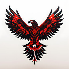 Fototapeta premium black red eagle tattoo design, generative ai