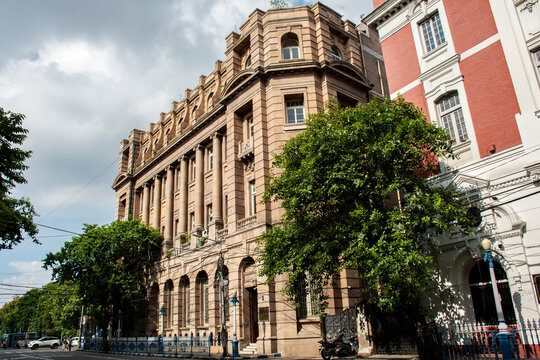 8th July, 2023, Kolkata, West Bengal, India: Cityscape of metropolitan colonial heritage building. of Kolkata (Calcutta), West Bengal, India.