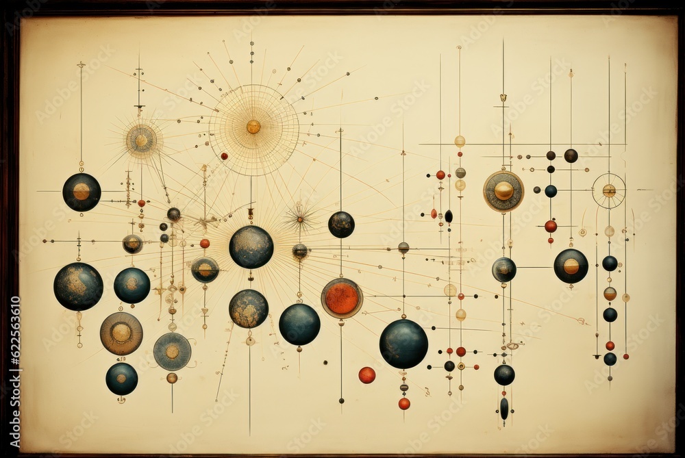 Poster a picture of a bunch of balls that are connected to each other. generative ai image.