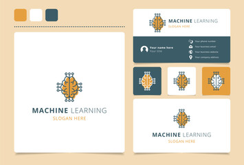 Obraz na płótnie Canvas Machine learning logo design with editable slogan. Branding book and business card template.