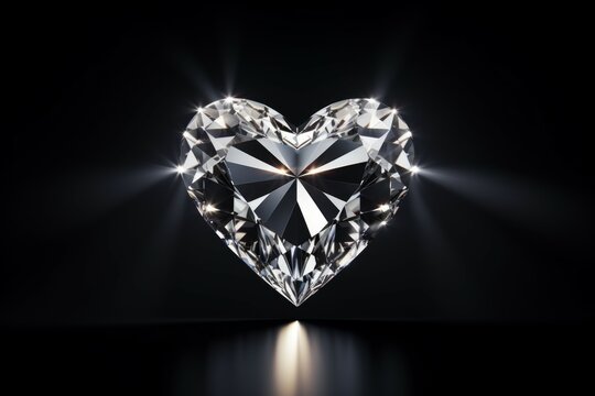 Diamond heart lights background. Generate Ai