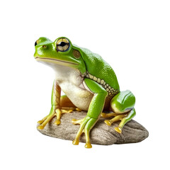Obraz premium Europäischer grüner Laubfrosch ( Hyla arborea), weißer Hintergrund, Generative AI