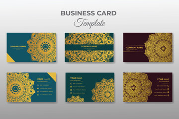Vector mandala visiting card set. Floral mandala pattern design template.
