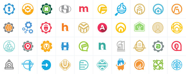 Huge logo collection for any business, random logo set vector