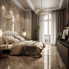 home design interior - Interior design of a bedroom in french style