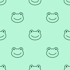 Frog muzzle. Toad character is in doodle style for designing baby clothes. Hand drawn seamless pattern with cartoon bear. Bohemian nursery print. Kids design texture for pajamas. Vector illustration