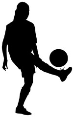 Digital png silhouette image of female football player on transparent background