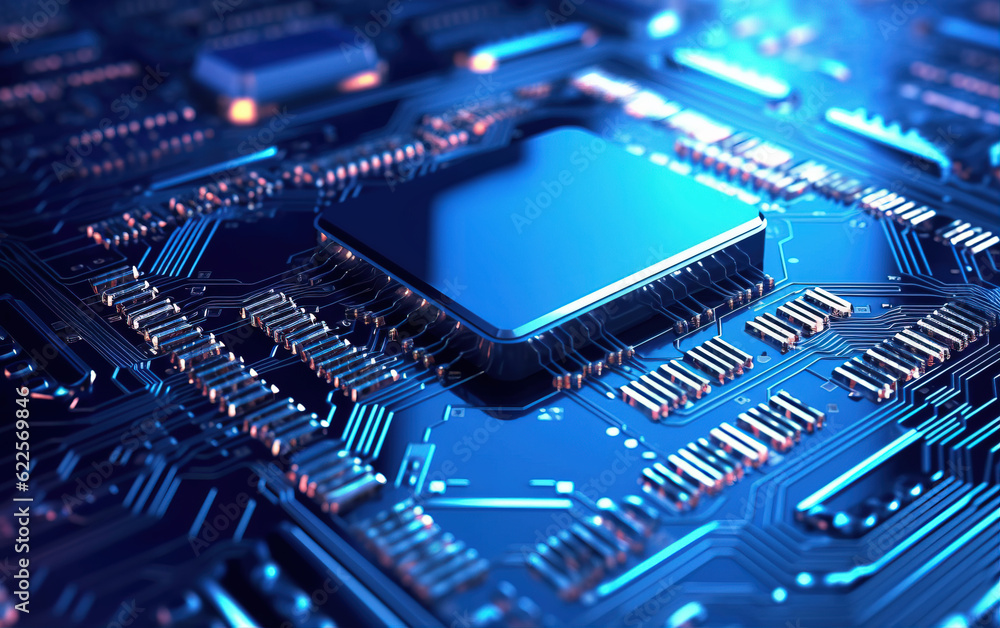 Poster technology chip motherboard,created with generative ai tecnology.