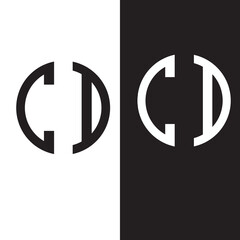 c d intitial logo design black and white