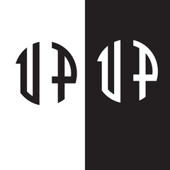 u p intitial logo design black and white