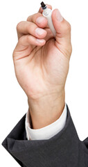 Fototapeta premium Digital png photo of hand of caucasian businessman holding marker on transparent background