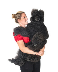  standard poodle and woman