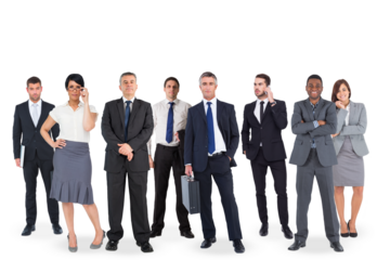Digital png photo of group of business people on transparent background