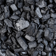 broken pieces of coal. black coal used for burning in winter