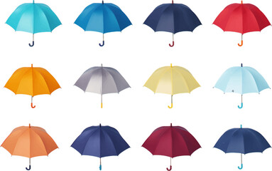 Obraz premium Set of colorful umbrellas on white background