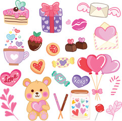 valentines element cute vector set 