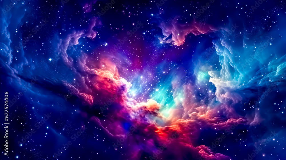 Wall mural planets and galaxies in the infinite universe, astronomy and science, made with generative ai