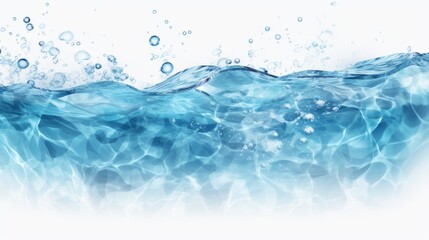 Naklejka na ściany i meble a vibrant blue water wave with sparkling bubbles on a clean white background