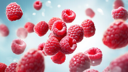 raspberry on white fresh background - obrazy, fototapety, plakaty
