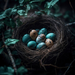 easter eggs in a nest - generative ai