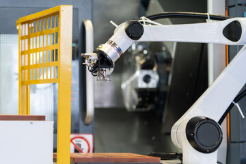 robot arm working in factory
