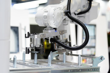 robot arm working in factory